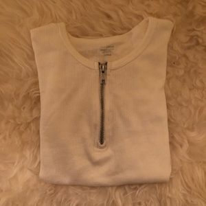 White Zipper Tee